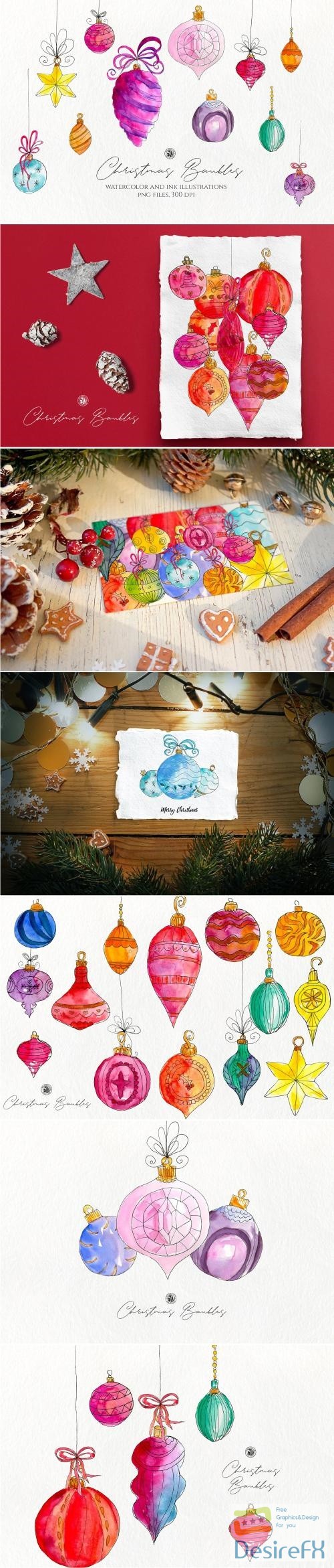 Christmas Watercolor Baubles 3022632