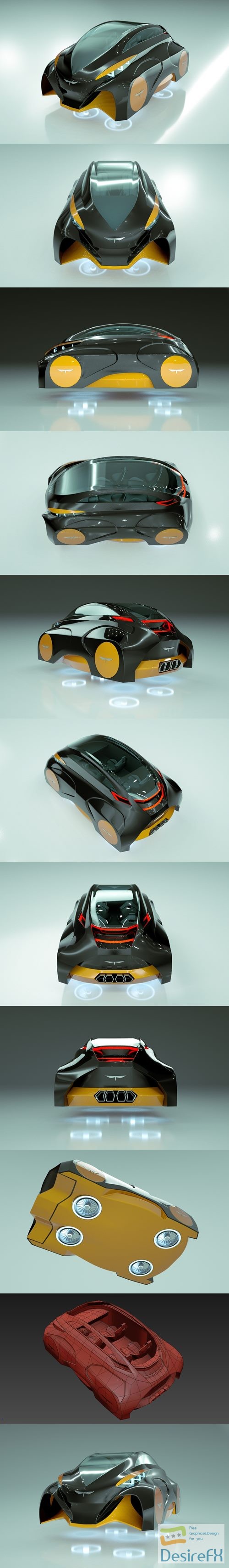 Cheap & Cool T-Hover Car 09 3D Model