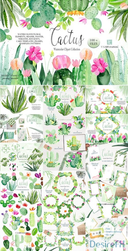 Cactus watercolr clipart collection - 2639697