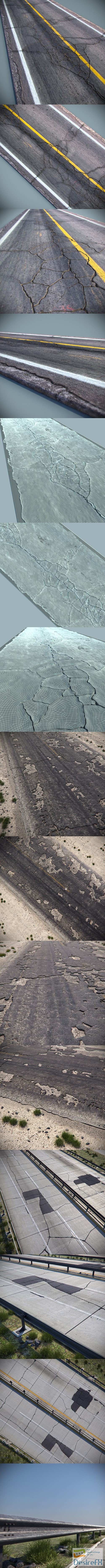 Detailed Roads Collection 3D Model