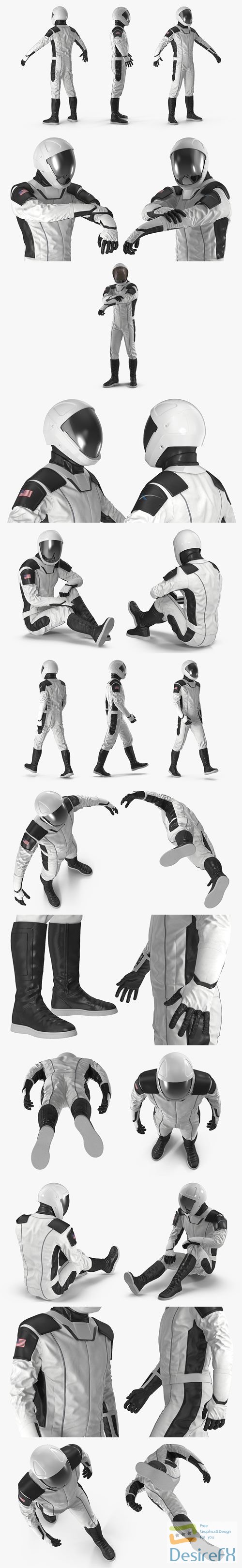 Futuristic Space Suit Rigged 3D Model