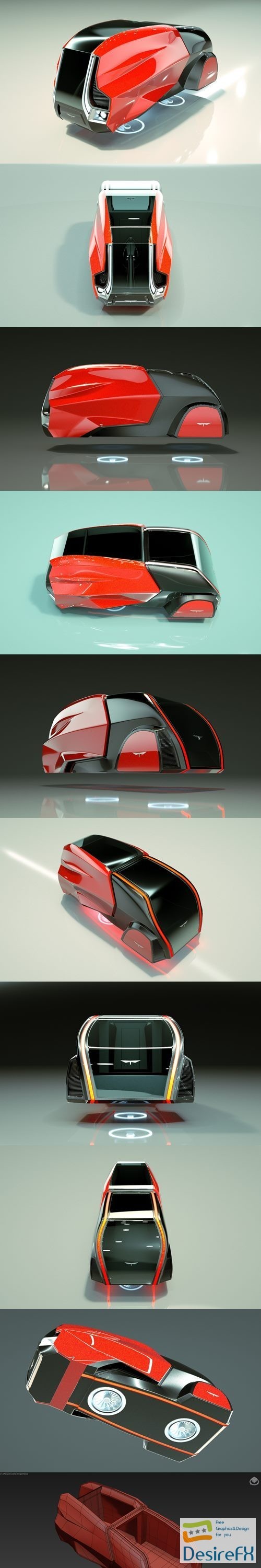 Cheap & Cool T-Hover Minivan Car 18 3D Model