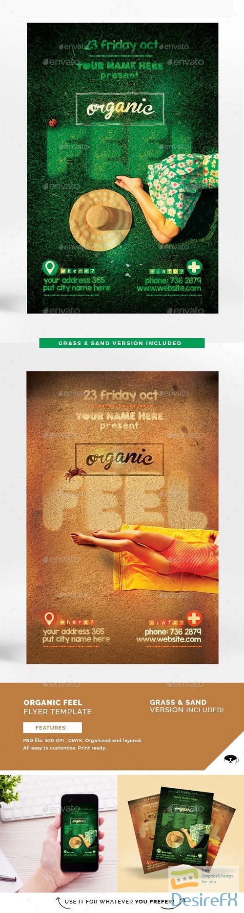 Organic Feel Flyer Template Grass & Sand Version 13417591