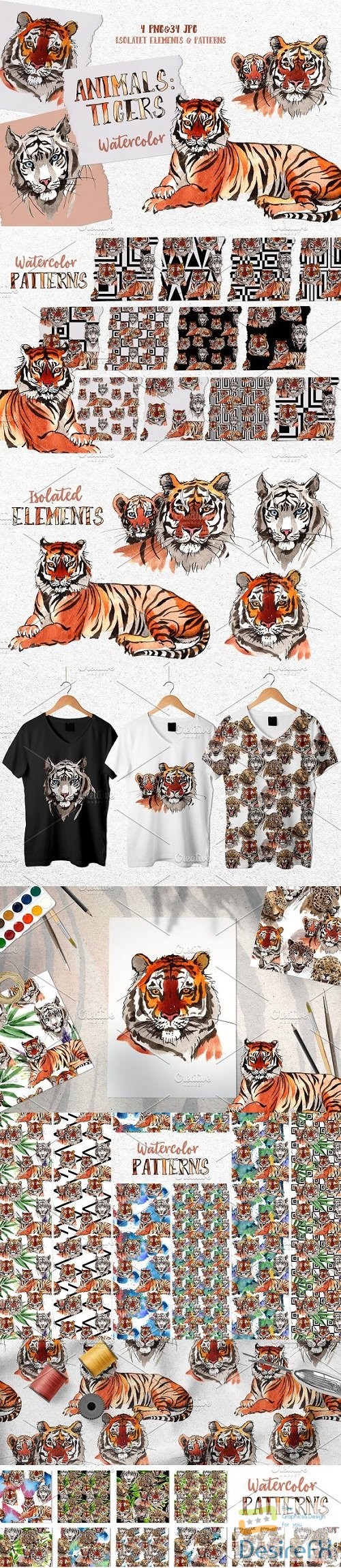 Animals: Tigers Watercolor png - 3502650