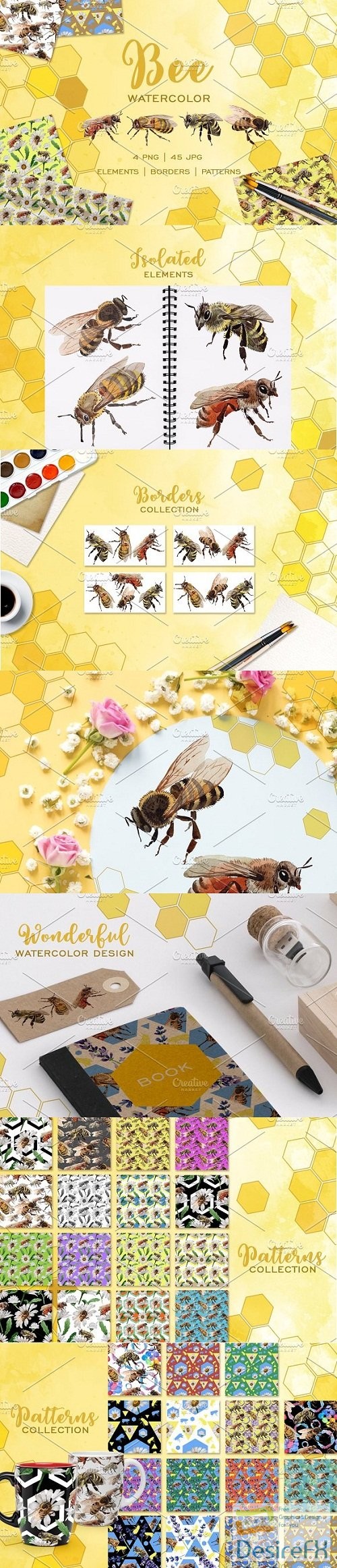 Bee Watercolor png - 3493635