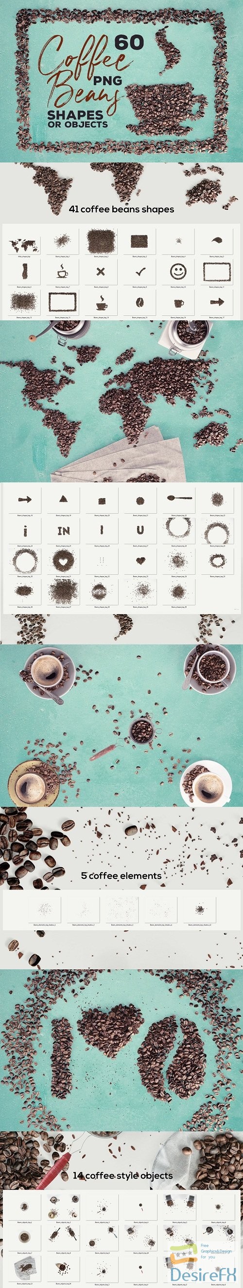 60 Coffee Beans - PNG Shapes &amp; Objects 216772