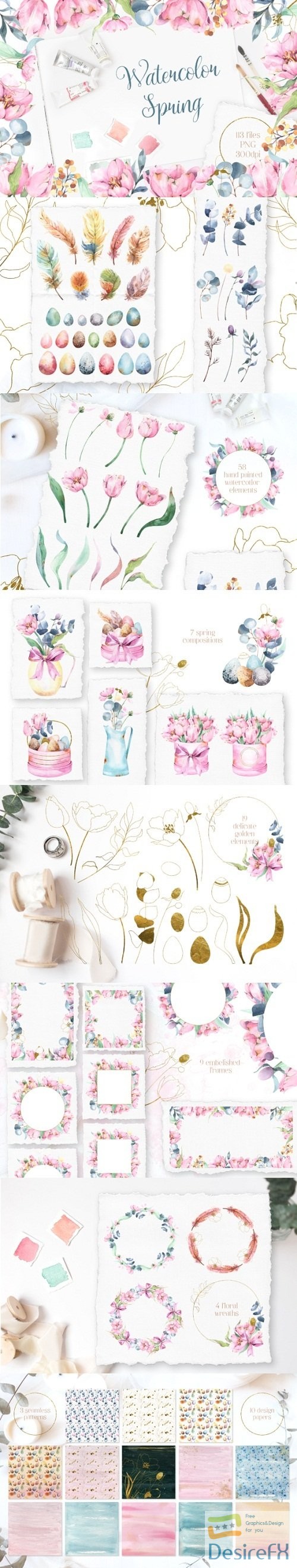 Watercolor Spring floral collection