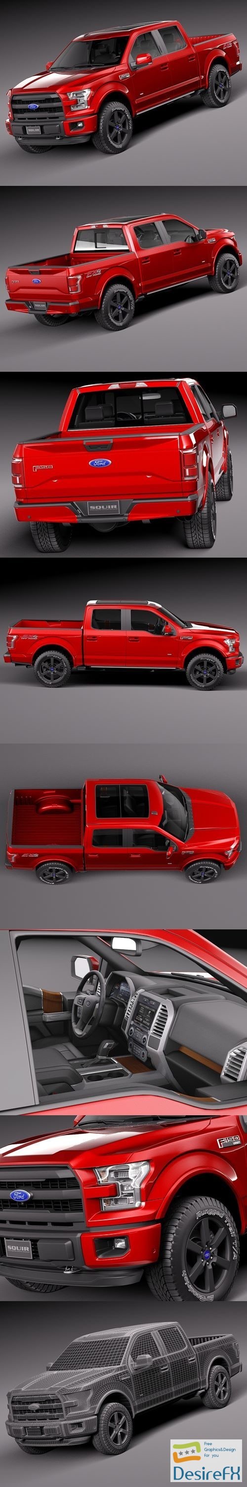 Ford F150 Lariat CrewCab 2015 3D Model