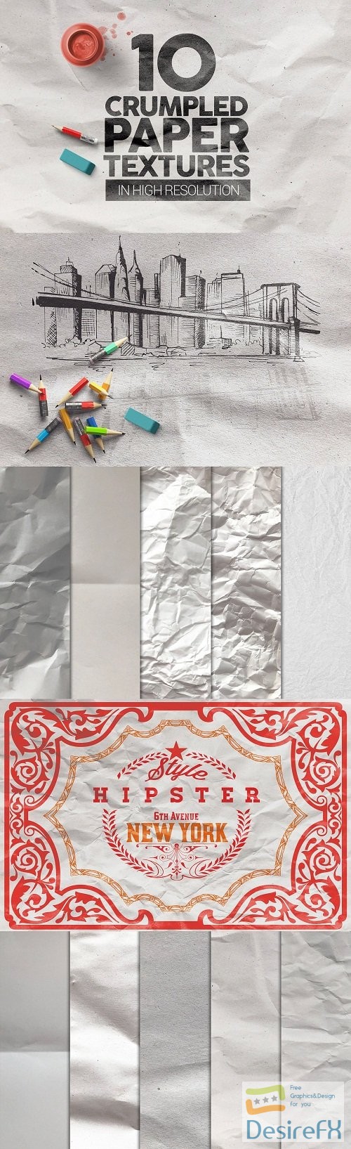 Crumpled Paper Textures x10 - 3703659