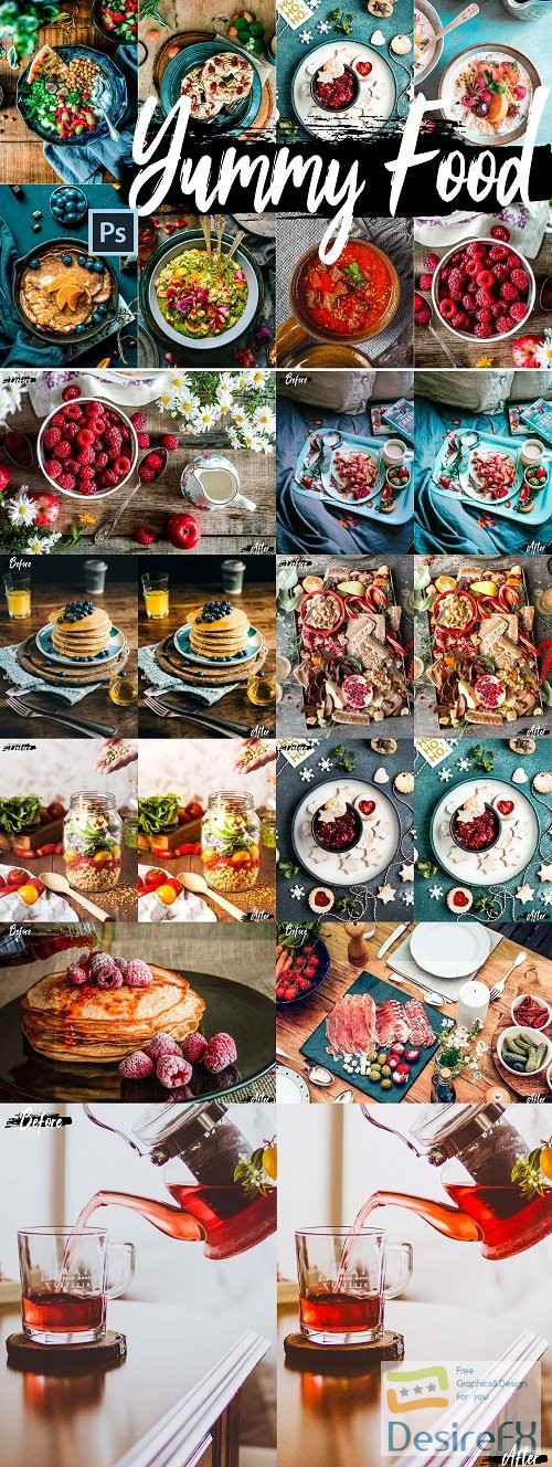 Neo Yummy Food Theme Color Grading photoshop actions - 247490