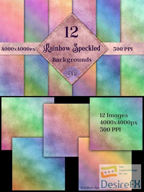 Rainbow Speckled Backgrounds - 12 Image Textures Set - 248408