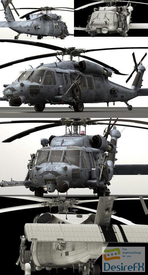 UH-40 Military Helicopter 3D Model