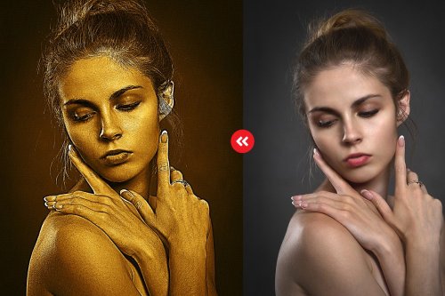 CreativeMarket - Dry Gold Body Paint-Photoshop Action 3169092
