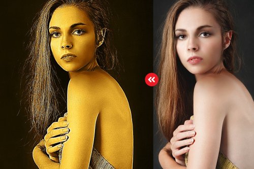 CreativeMarket - Dry Gold Body Paint-Photoshop Action 3169092