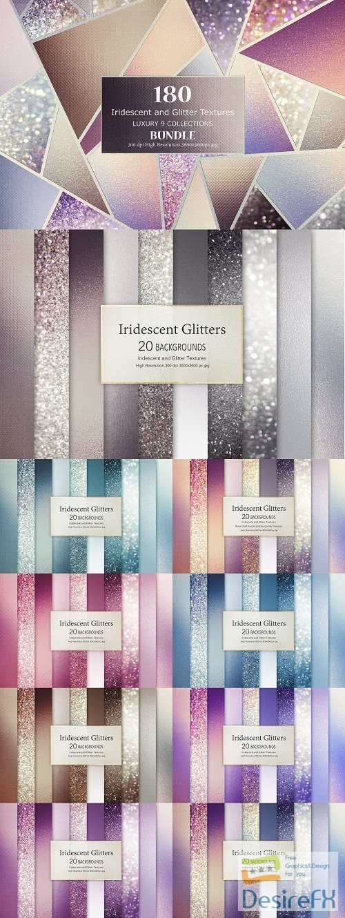 Iridescent Glitter Textures BUNDLE - 3513650