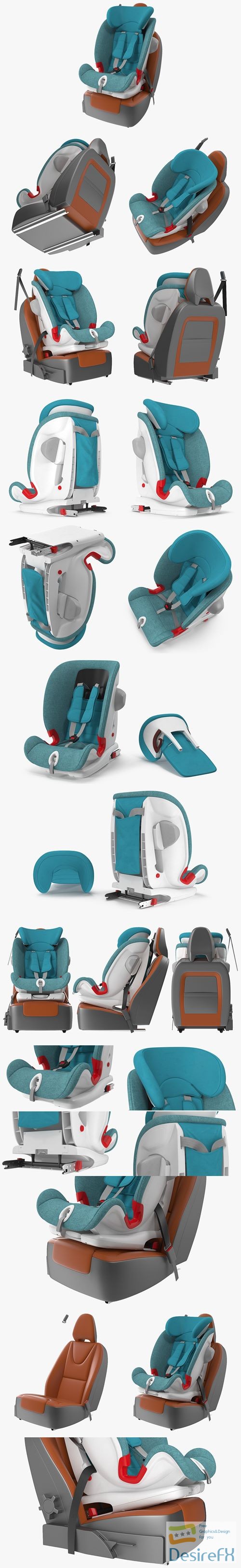 Child Seat on Passenger Seat 3D Model