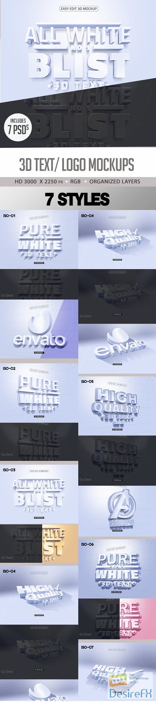 Pure White 3D Text/ Logo Mock up - 23888803