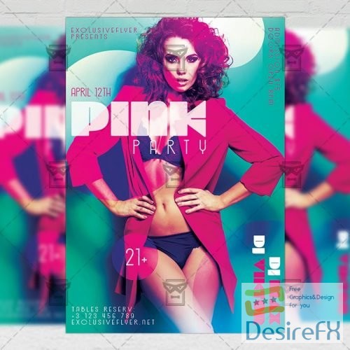 PSD Club A5 Template - Pink Party Night Flyer