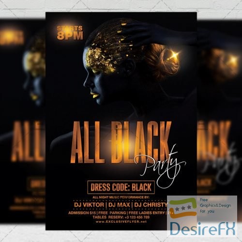 PSD Club A5 Template - All Black Night Party Flyer