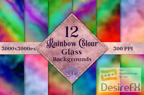 Rainbow Colour Glass Backgrounds - 12 Image Textures Set - 275084