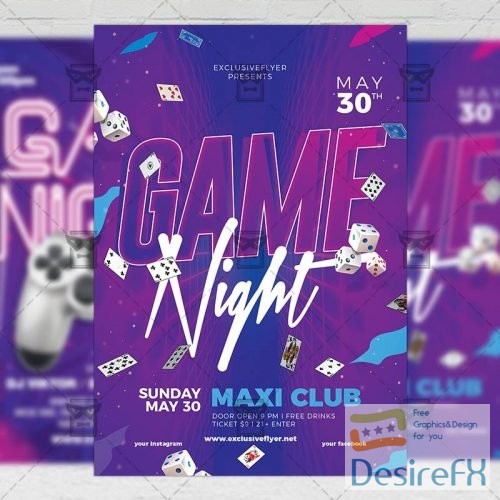 Club A5 Template - Game Party Flyer