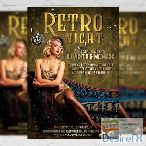 Club A5 Template - Retro Night Party Flyer