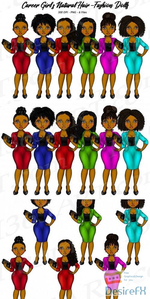 Career Girls Natural Hair Clipart Girl, Black Girl Dolls - 235350
