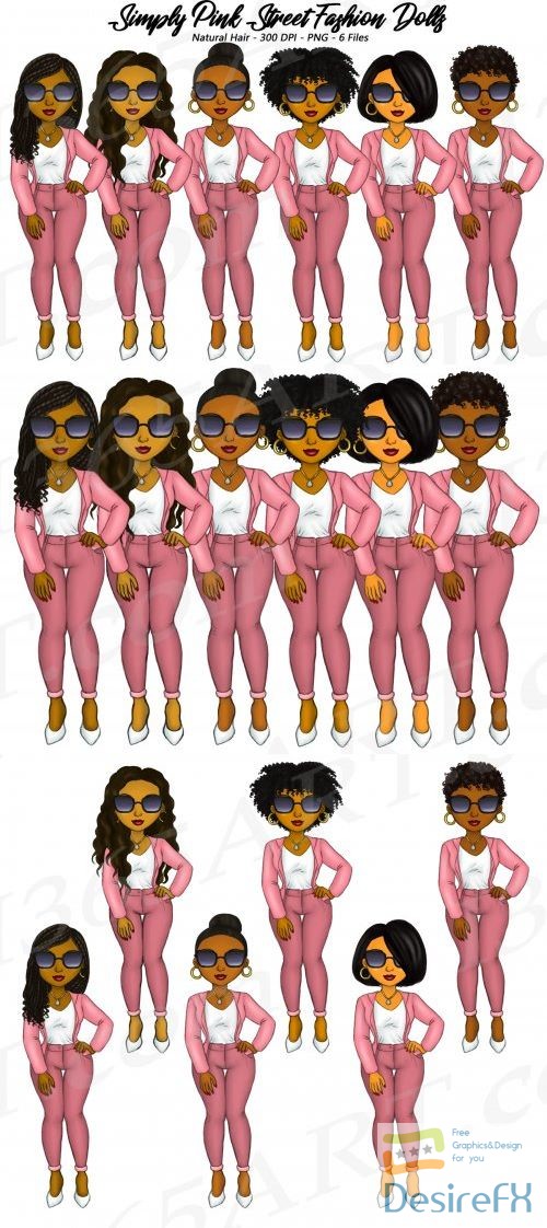 Simply Pink Fashion Clipart, Black Girls, Natural Hair - 266455
