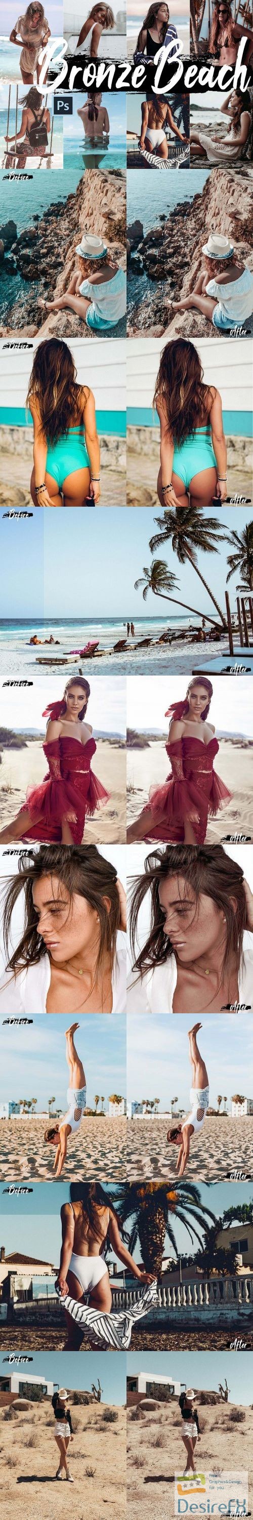 Neo Bronze Beach Color Grading photoshop actions, ACR LUT - 272496