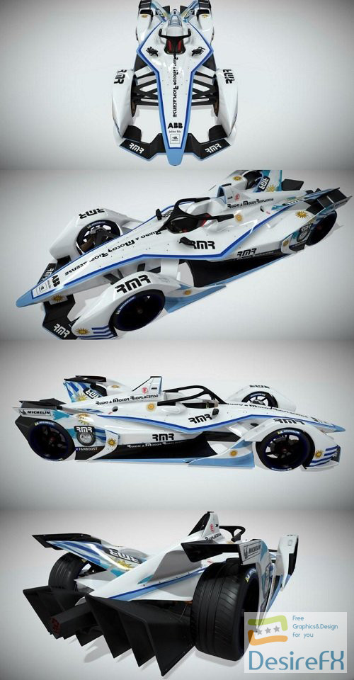 Formula E Gen2 Race Bolid 3D Model