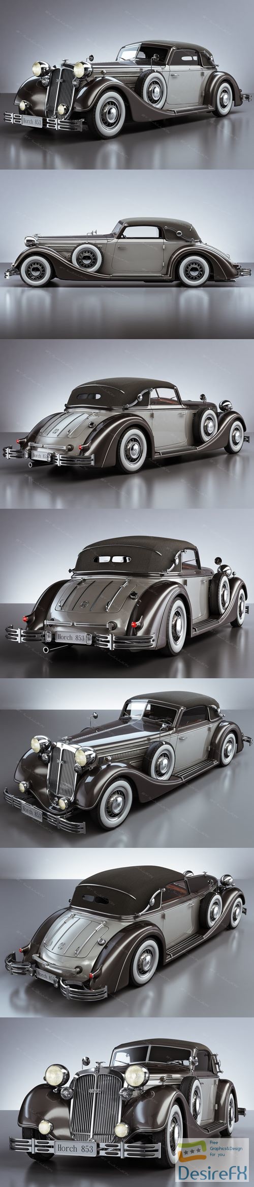 1937 Horch 853 A Sport Cabriolet 3D Model