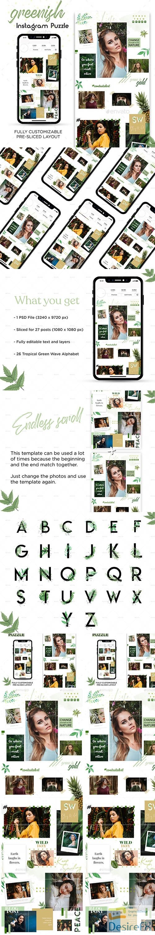 Greenish Instagram Puzzle Template 24242169