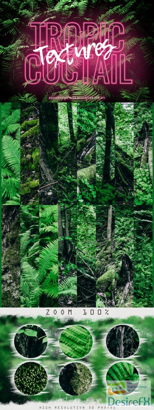 Tropic textures digital paper fern backgrounds overlays 300995