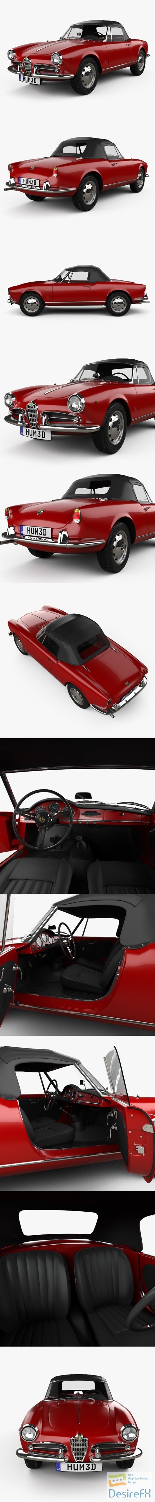 Alfa Romeo Giulietta spider with HQ interior 1955 3D Model