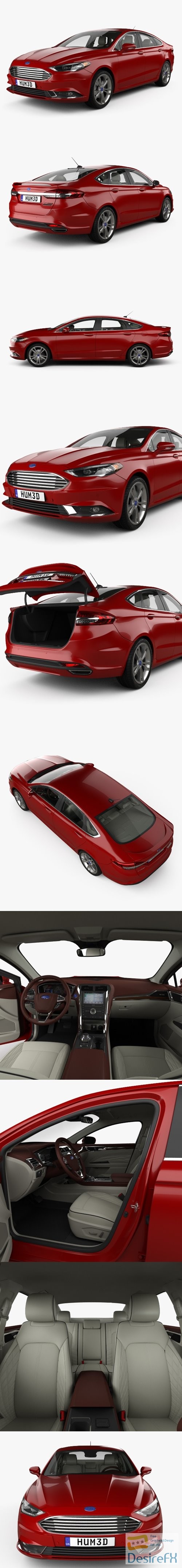 Ford Fusion Titanium with HQ interior 2017 3D Model