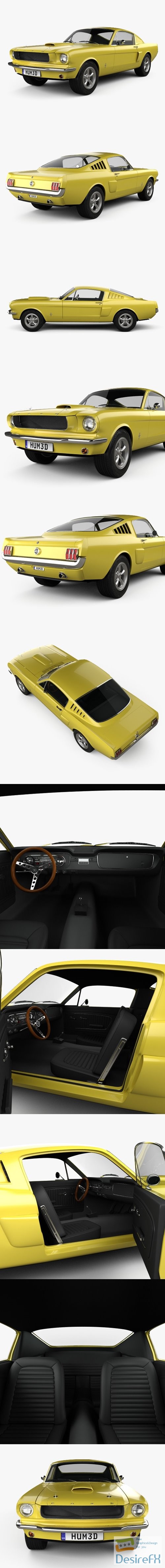 Ford Mustang Fastback with HQ interior 1965 3D Model
