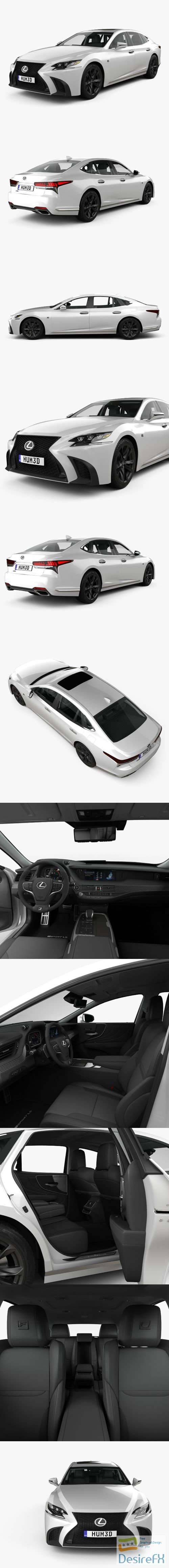 Lexus LS (XF50) F Sport with HQ interior 2018 3D Model