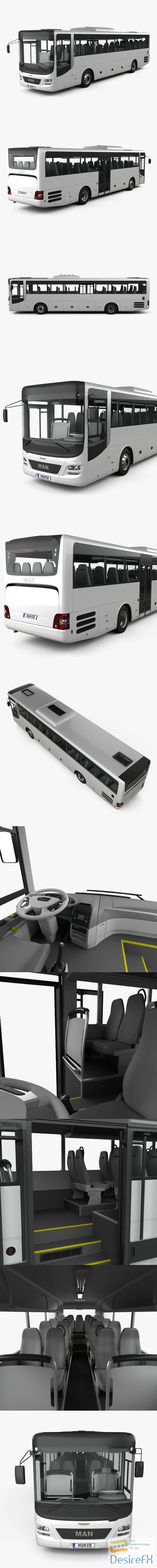 MAN Lion’s Intercity Bus with HQ interior 2015 3D Model
