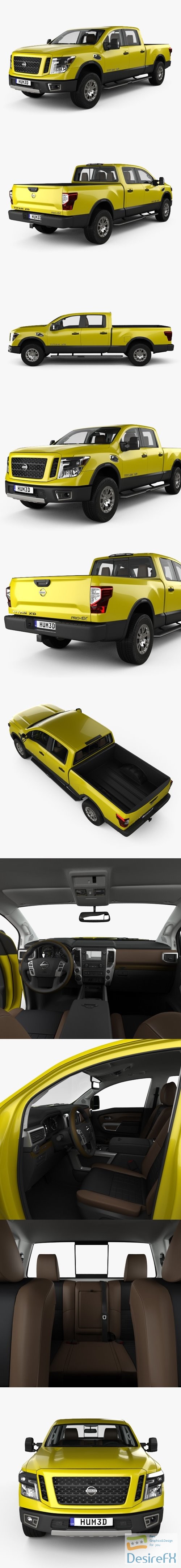 Nissan Titan Crew Cab XD Pro 4X with HQ interior 2016 3D Model