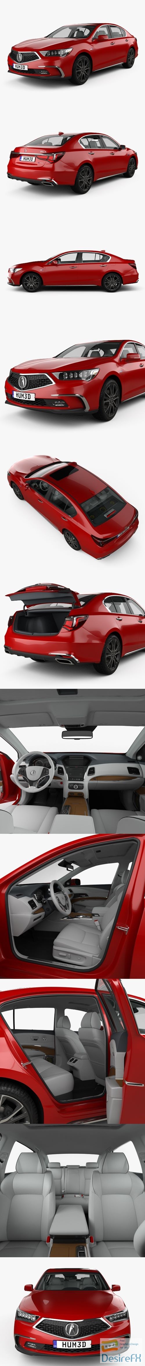 Acura RLX Sport Hybrid SH-AWD with HQ interior 2017 3D Model