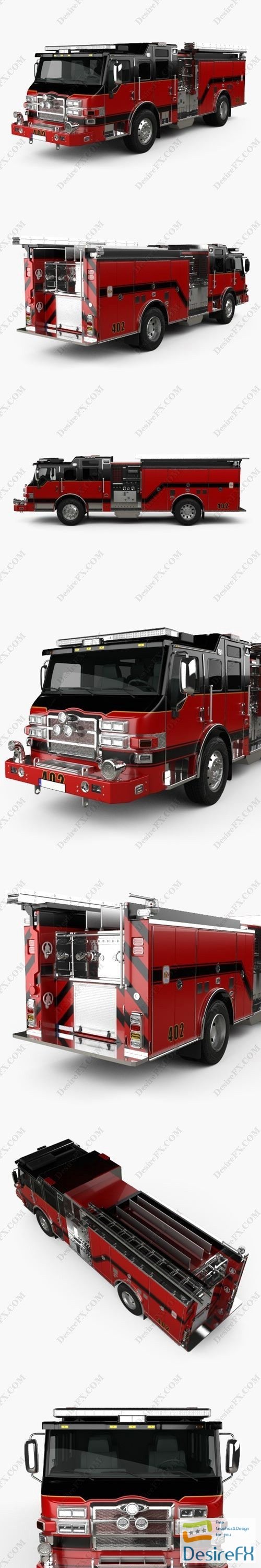 Pierce E402 Pumper Fire Truck 2014 3D Model