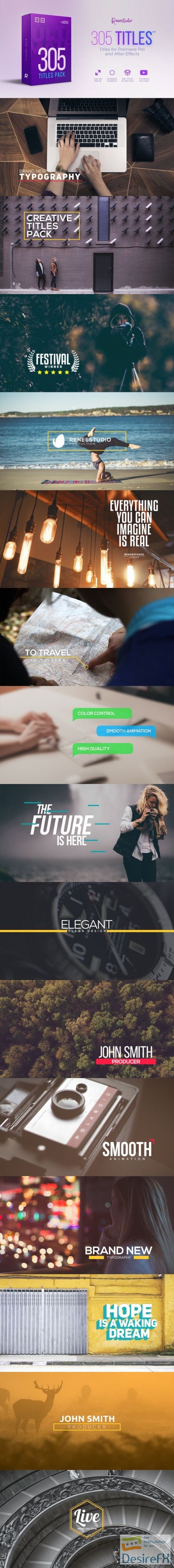 Videohive 305 Titles Ultimate Pack for Premiere Pro &amp; After Effects 21825597