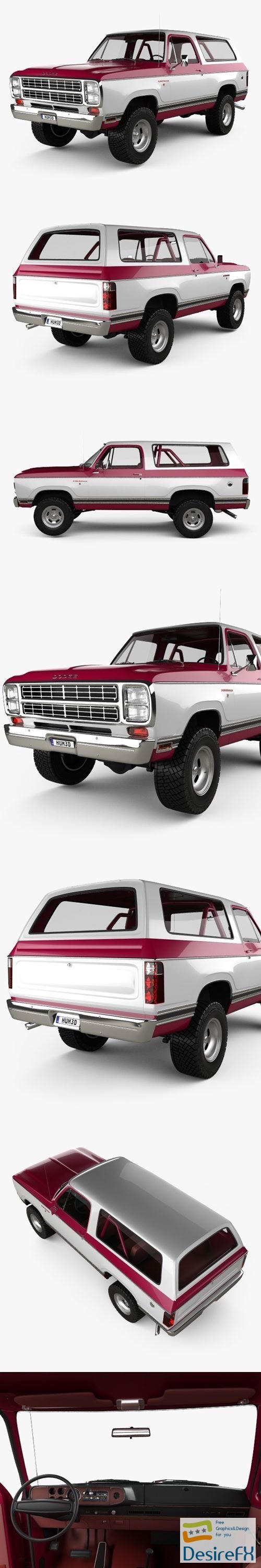 Dodge Ramcharger with HQ interior 1979 3D Model