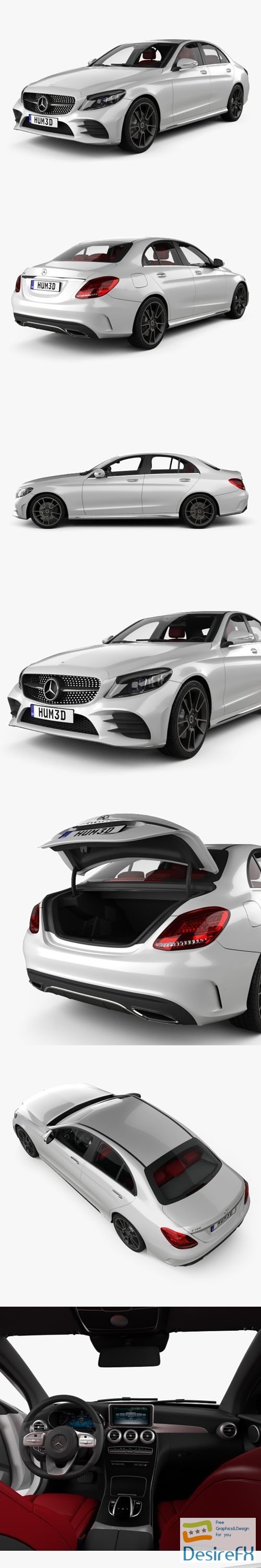Mercedes-Benz C-Class W205 sedan AMG line with HQ interior 2018 3D Model