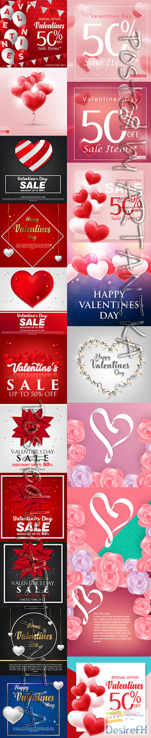 Collection of Happy Valentines Day Vector Illustrations Vol 2