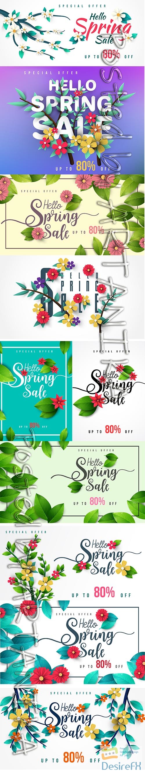 Collection of Spring Sale Banner Vector Illustrations