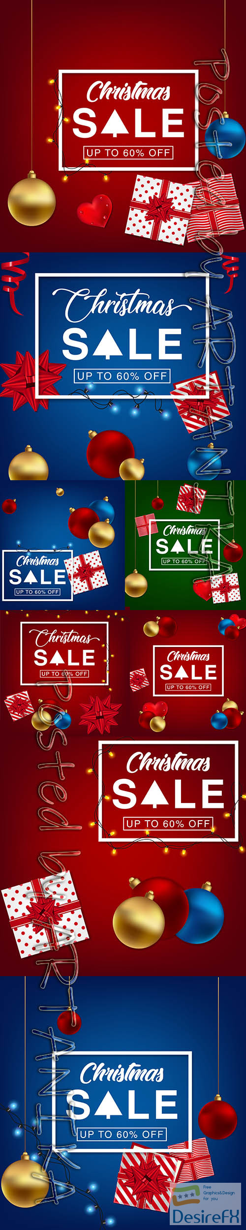 Vector Set of Christmas Sale Backgrounds