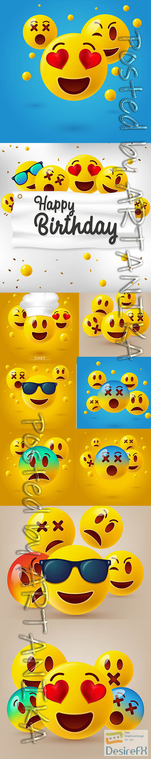 Cute Emoticons Illustration Vector Set
