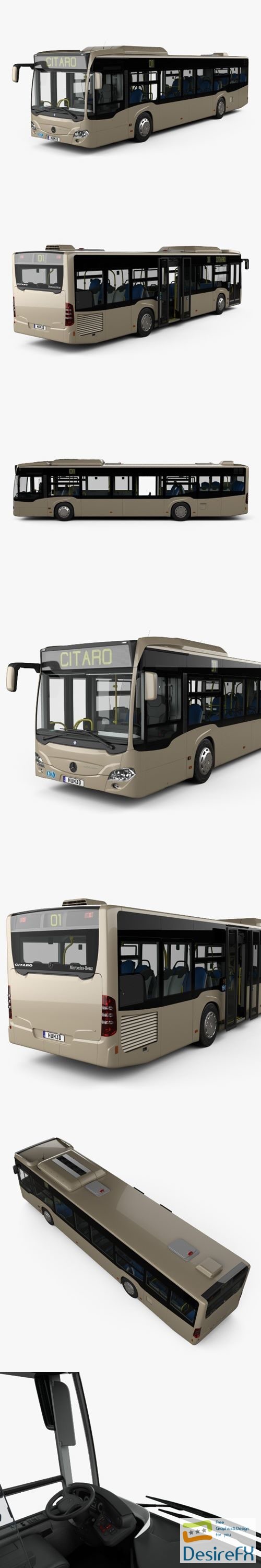 Mercedes-Benz Citaro O530 Bus with HQ interior 2011 3D Model