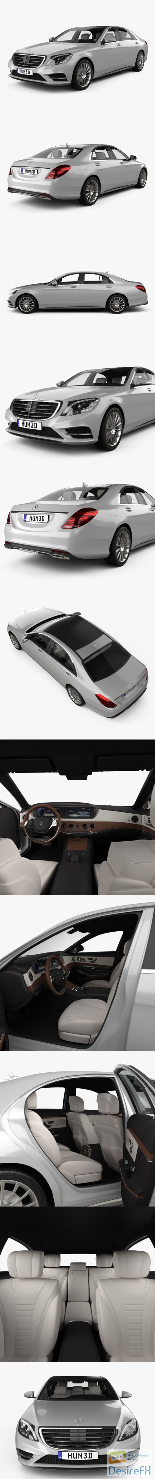 Mercedes-Benz S-class W222 with HQ interior 2014 3D Model
